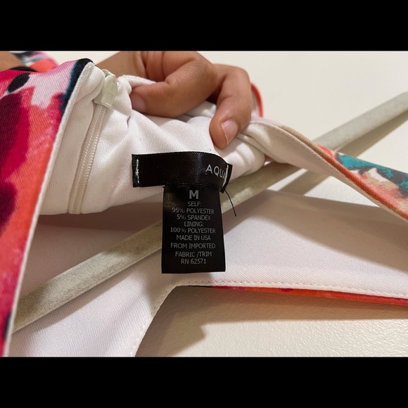 Aqua Floral V-Neck Skater Dress (Scuba material) - Picture 3 of 5